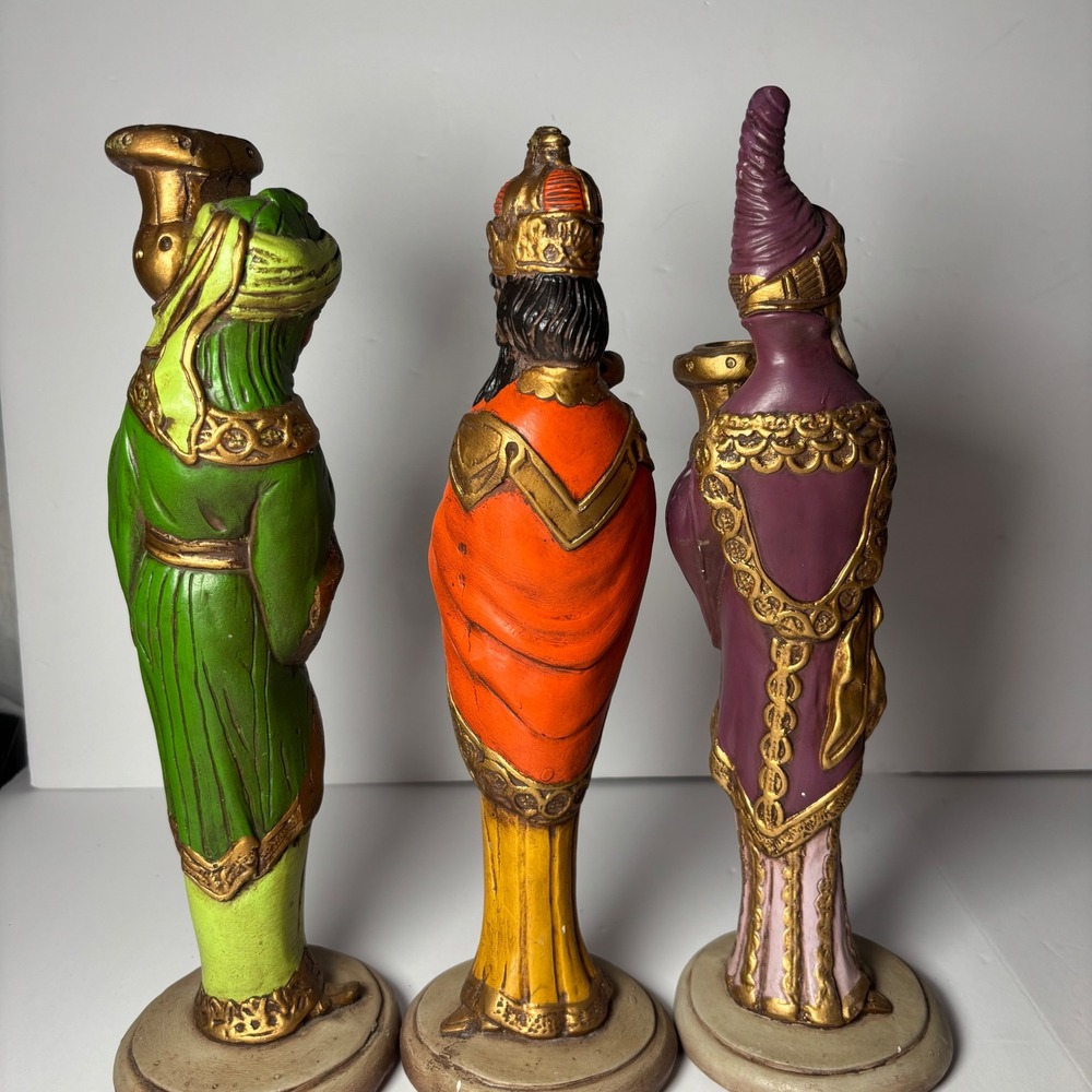 Vintage Set of Wise Men Nativity Figures Candle Holders Christmas Decor Ceramic - Picture 4 of 16